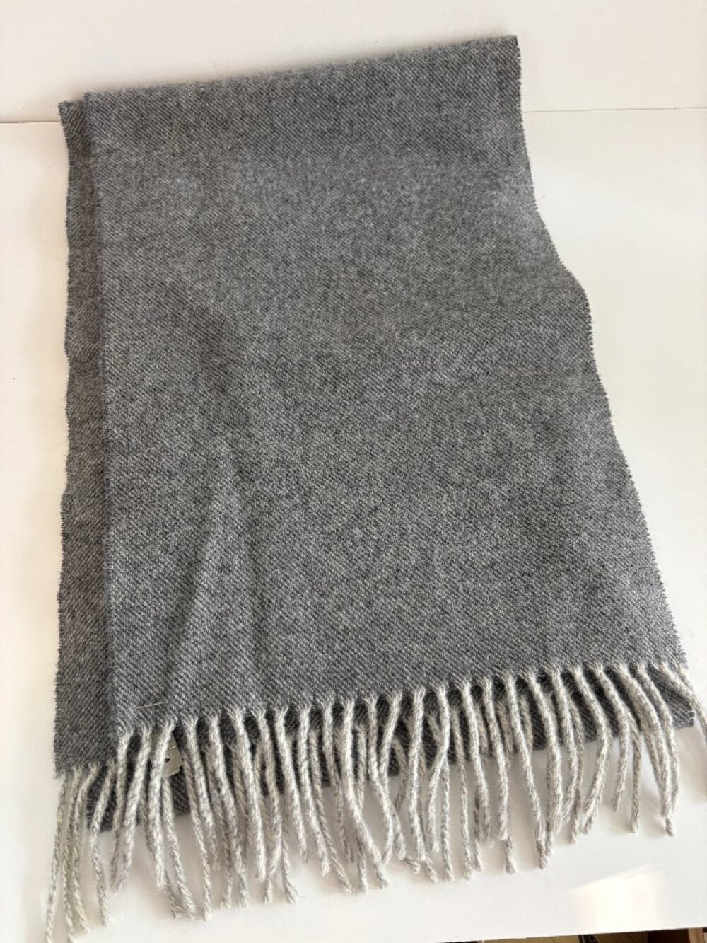 Eton Gray Wool Scarf Rectangle Fringe